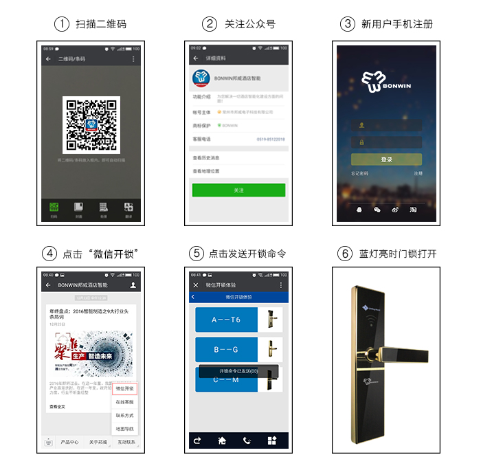微信门锁，微信开锁，旅馆微信入住